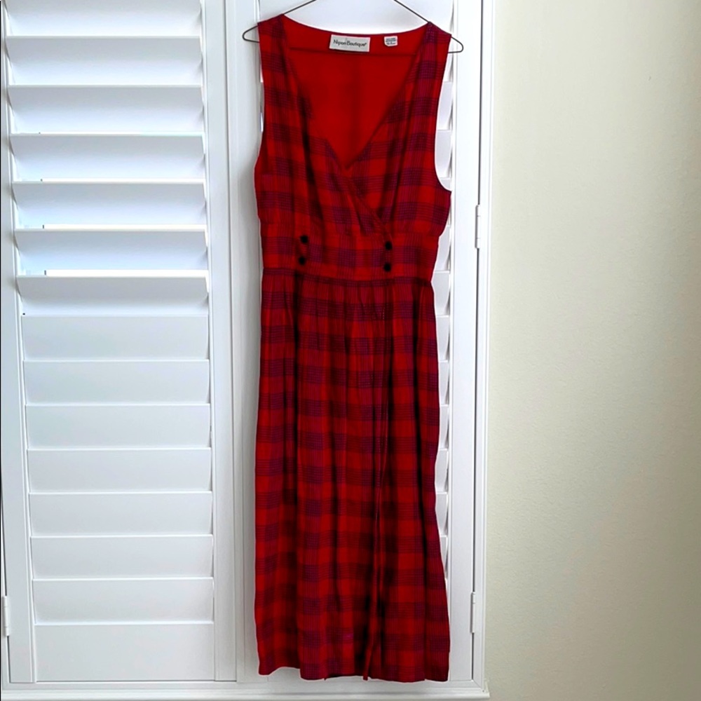 Red and Black Plaid Wrap Dress Size 6